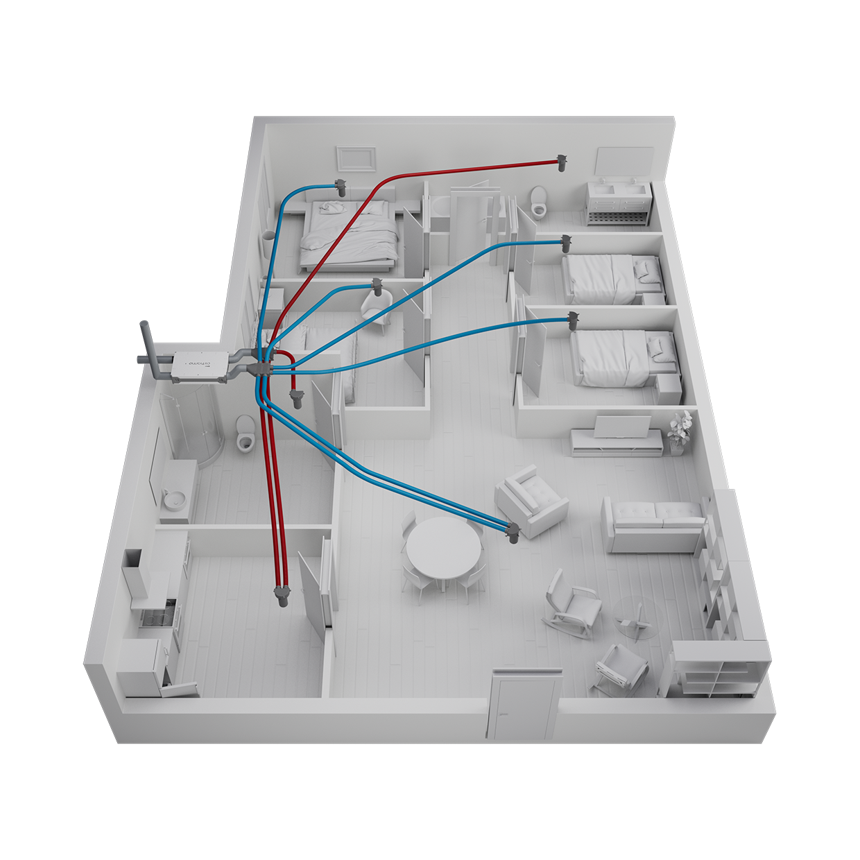 diagrama del kit 4 habitaciones 2 baños